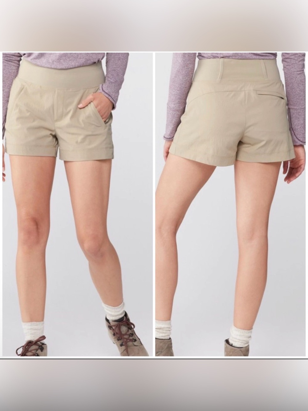 Athleta Women’s Size 14 Tan Trekkie North Elastic Waist Camping Hiking Shorts